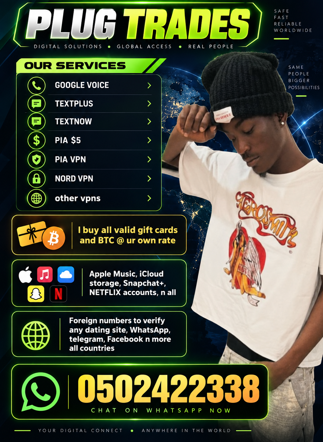 Original Plug Trades hard flyer showing the neon green and black brand style